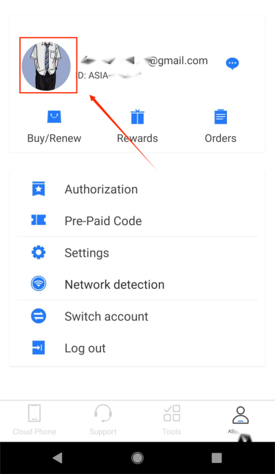 change password menu, redfinger cloud phone